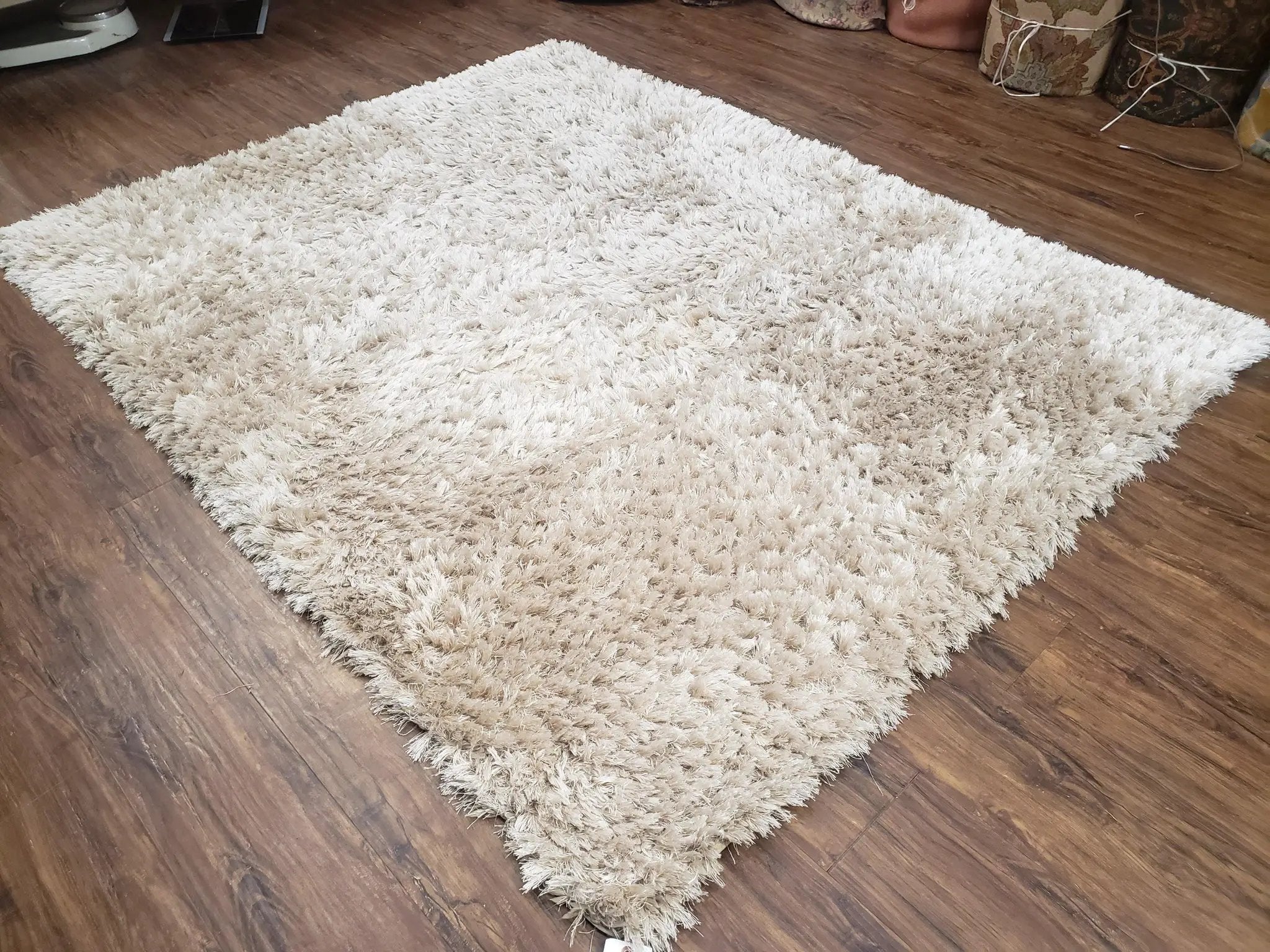 Ivory Shag Rug 6x7, Flokati Carpet, Shaggy Soft Plush Pile Area Rug, Modern Contemporary by Jewel Rugs