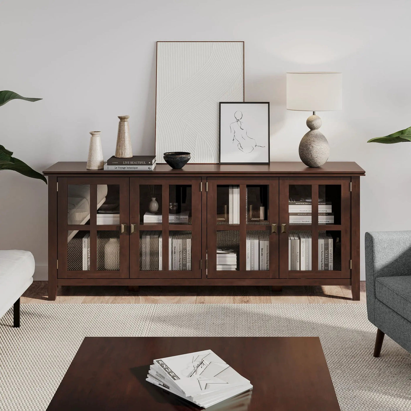 Artisan - Handcrafted Wide 4 Door Storage Cabinet by HouseOfZazla