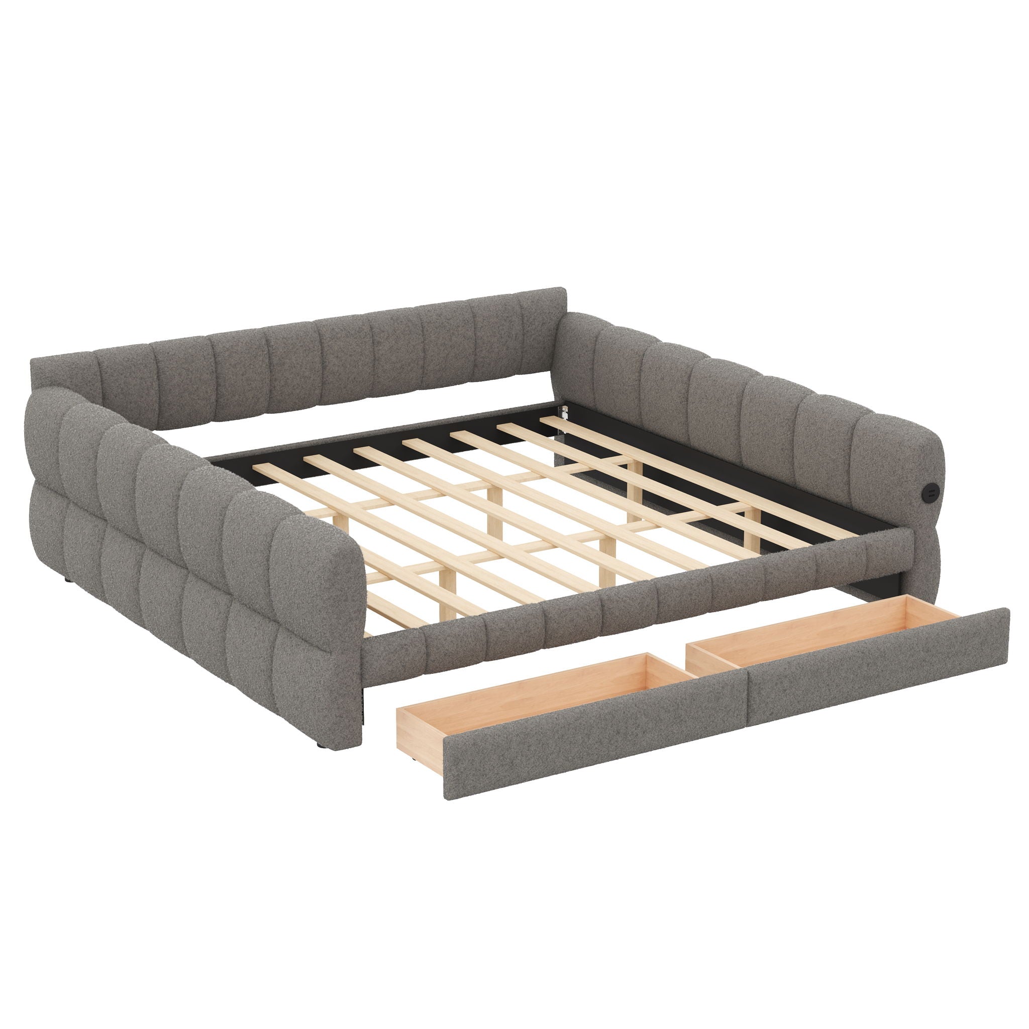 Upholstered Platform Bed With USB Charging And 2 Storage Drawers by HouseOfZazla
