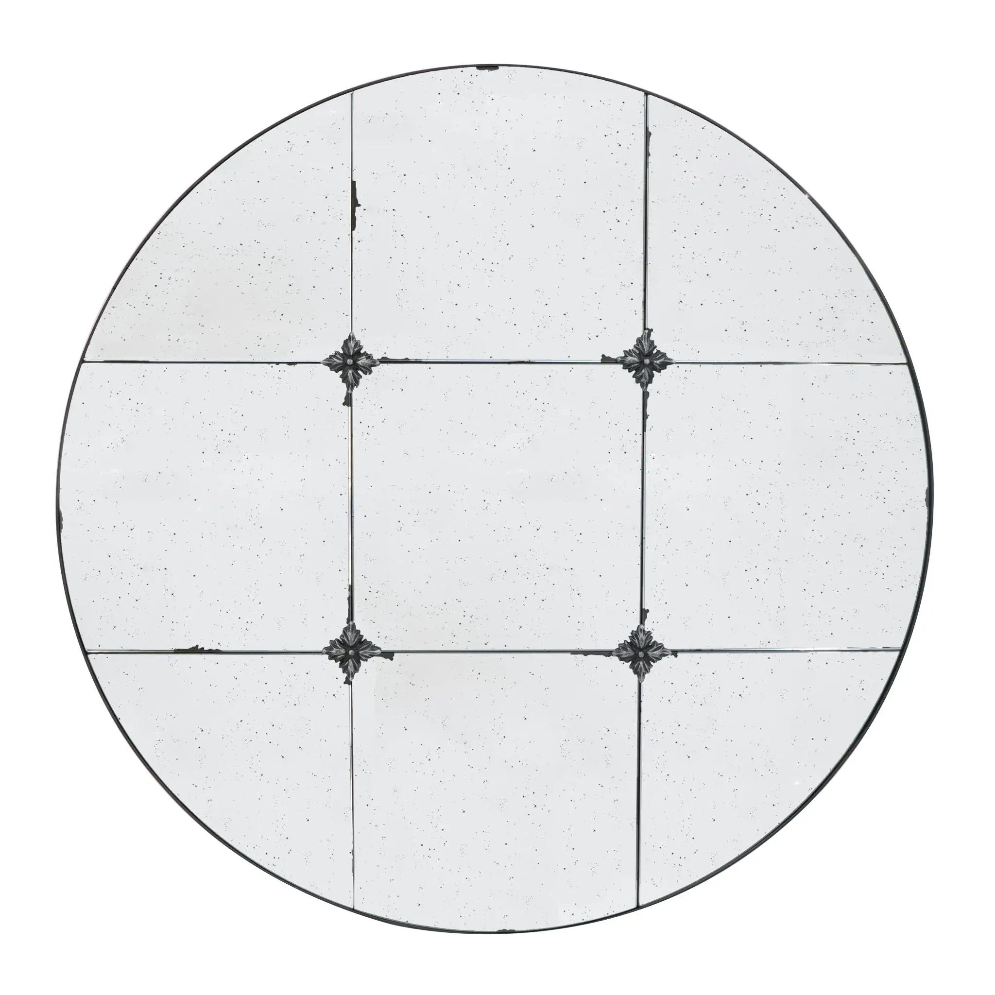 Traditional Decor Style Round Antique Glass Wall Mirror, Wall Decor For For Bathroom Entryway Console Lean Against Wall - Black by HouseOfZazla