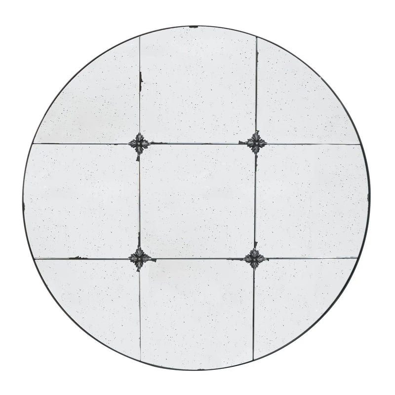 Traditional Decor Style Round Antique Glass Wall Mirror, Wall Decor For For Bathroom Entryway Console Lean Against Wall - Black by HouseOfZazla