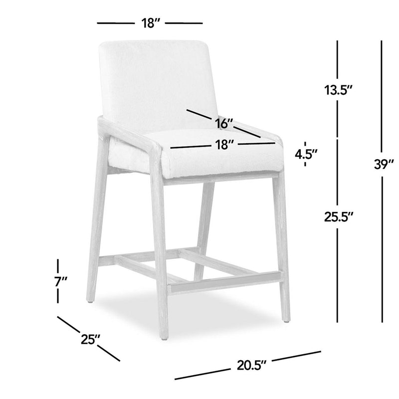 Arizona - Solid Ash Upholstered Counter Stool With Rope Detail - Creme De La Creme White by HouseOfZazla