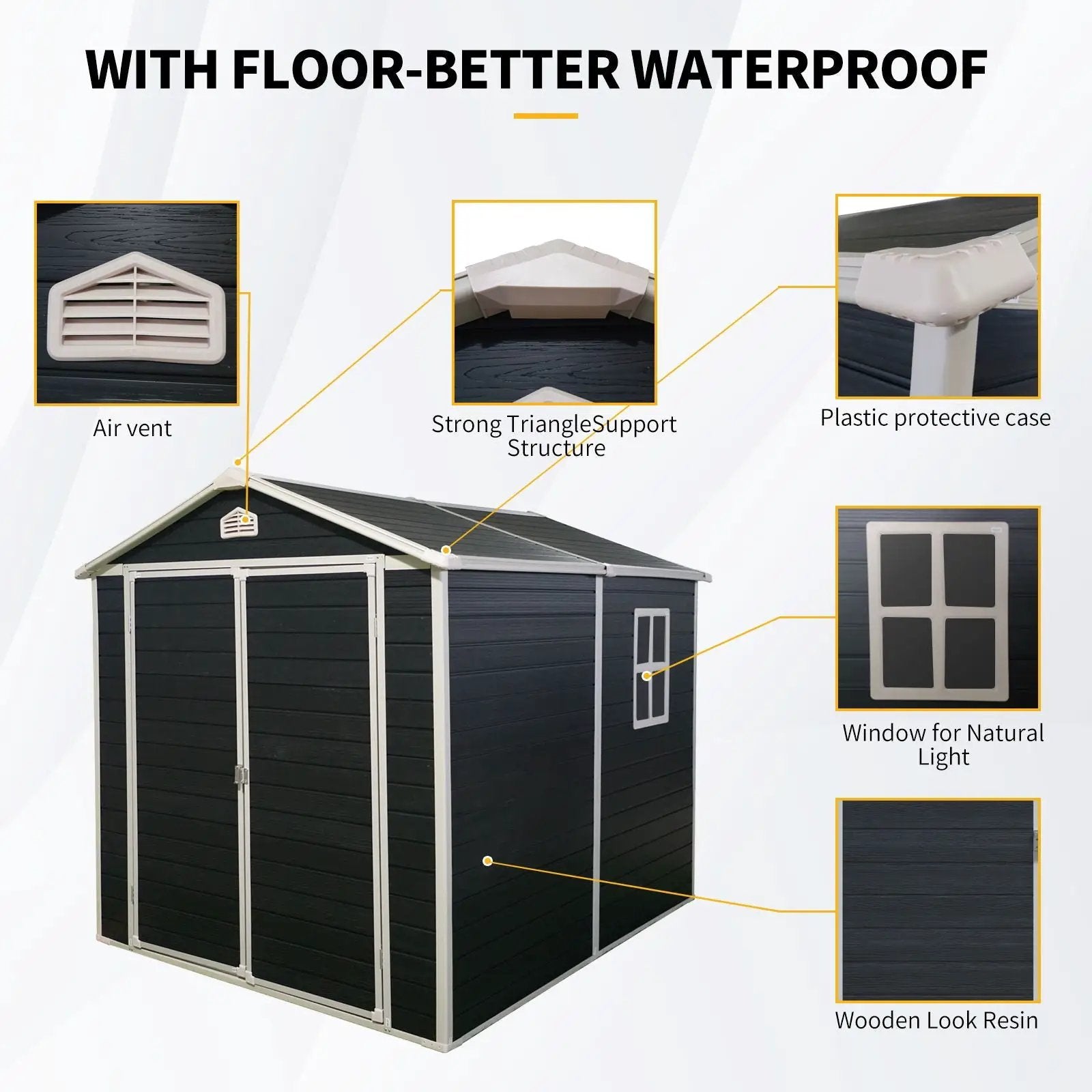 Resin Outdoor Storage Shed Kit Perfect To Store Patio Furniture - Black by HouseOfZazla