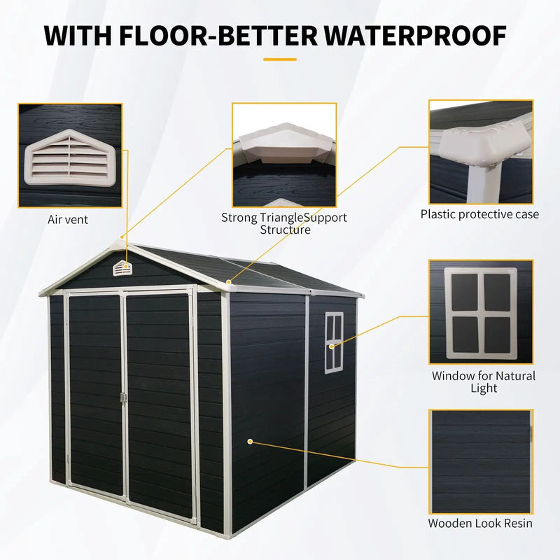 Resin Outdoor Storage Shed Kit Perfect To Store Patio Furniture - Black by HouseOfZazla