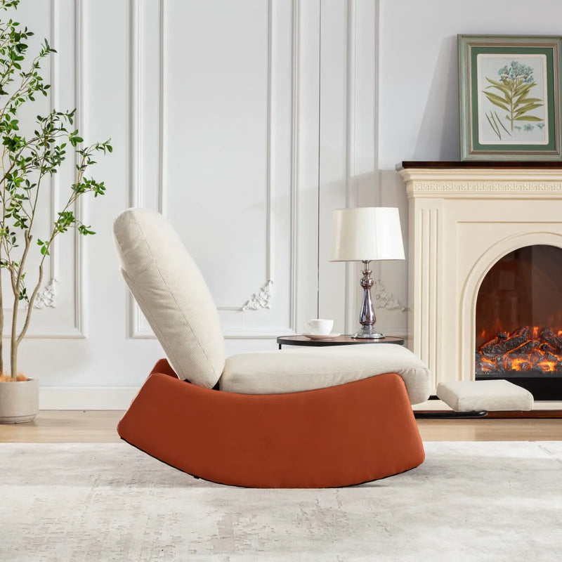 Modern Rocking Chair Recliner, Comfy Rocker Nursery Chair With Footrest, Accent Reading Chair, Upholstered Lounge Chair For Relaxing, Resting, Soft Padded Rocker For Indoor Living Room Bedroom by HouseOfZazla
