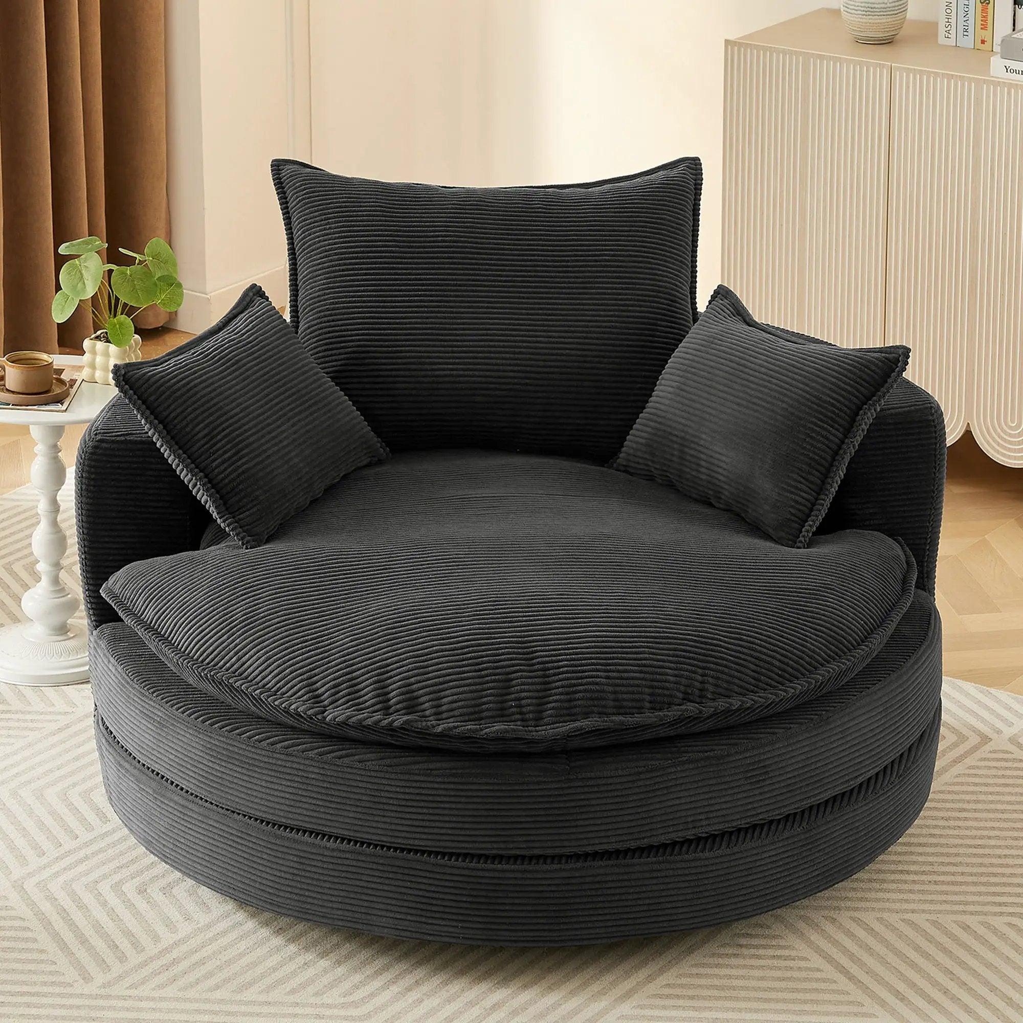 360° Swivel Accent Barrel Chair With Dual Layer Cushion And 3 Removable Pillows by HouseOfZazla