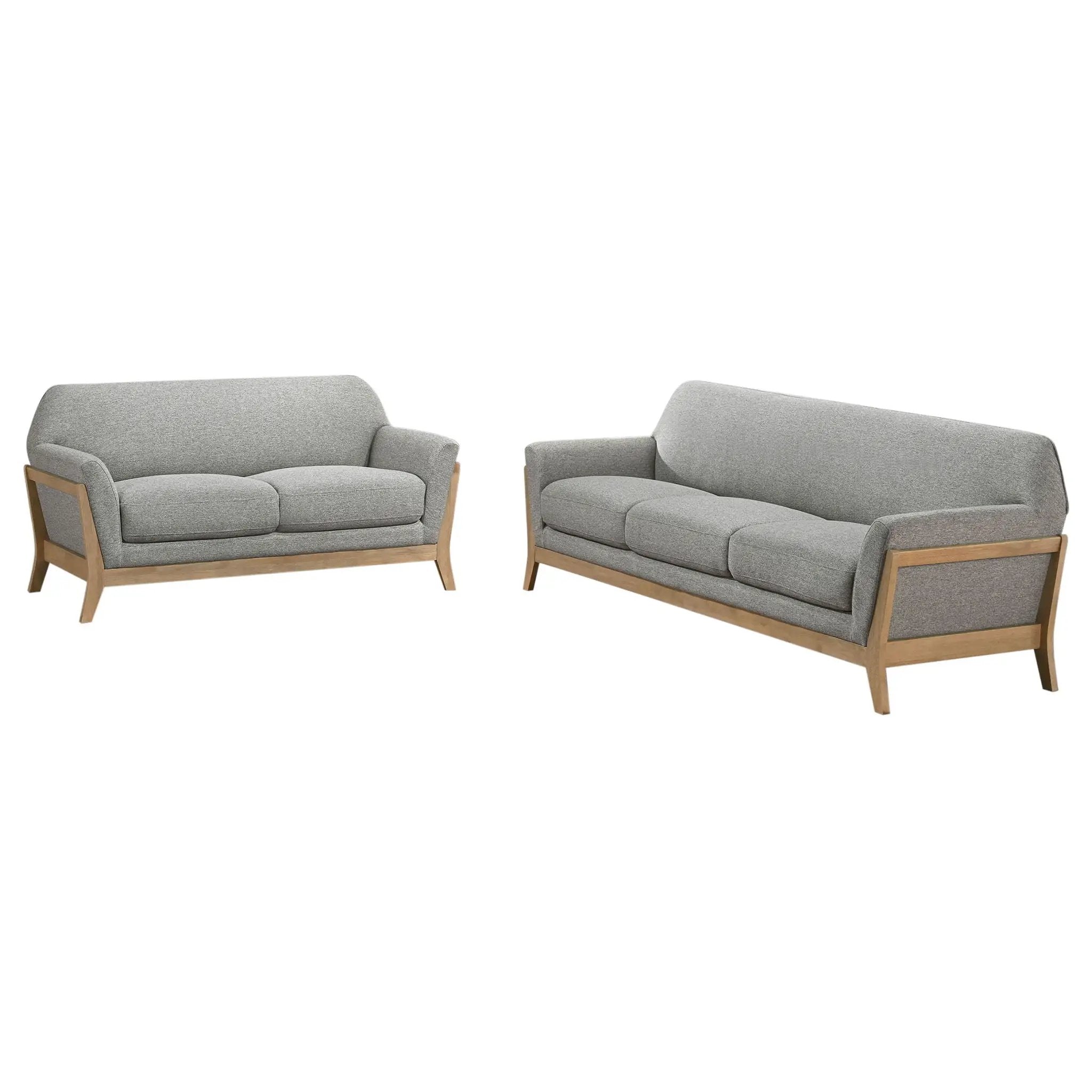 Vaughn 2-piece Fabric Upholstered Flared Arm Sofa Set Grey by Unique Piece Furniture
