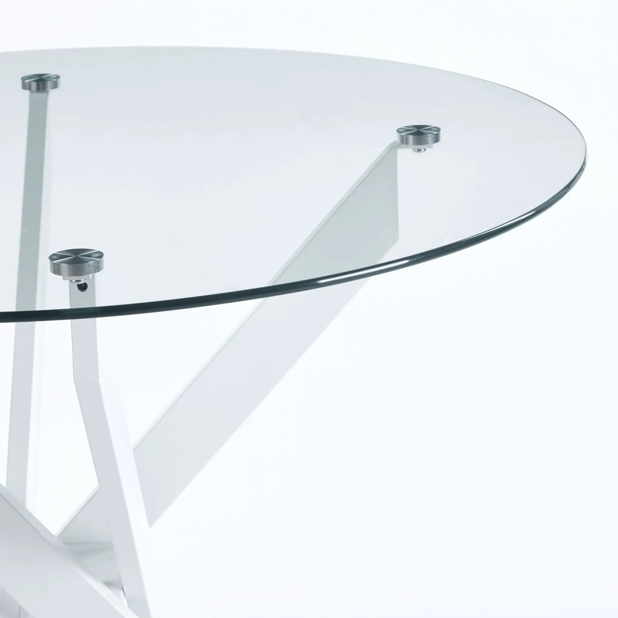 Dining Table With Cross Metal Leg And Tempered Glass, Modern Space Saving Kitchen Table For Living Room by Unique Piece Furniture