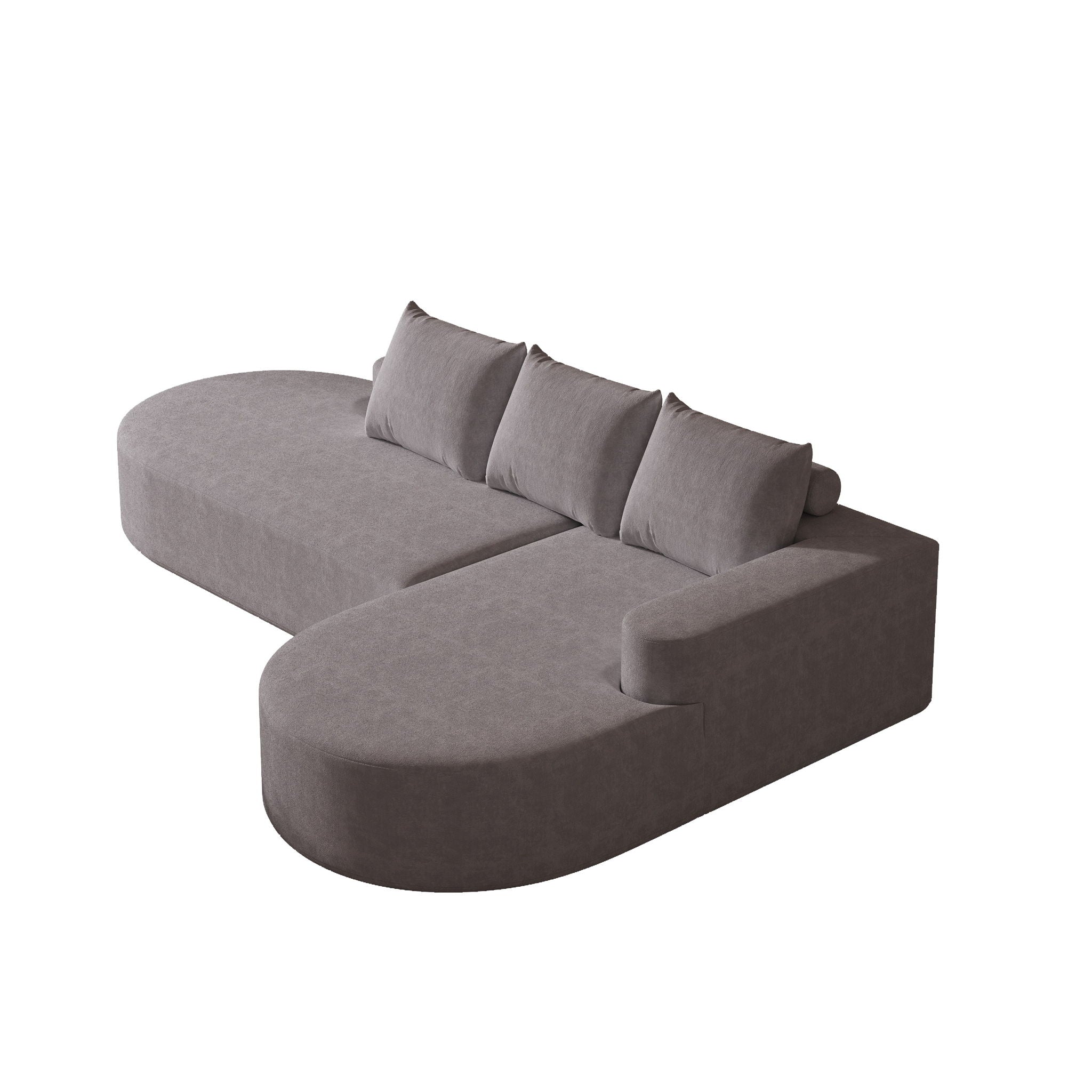 Modern Curved Sofa, L-Shaped Modular Sectional Set With 3 Pillows by HouseOfZazla