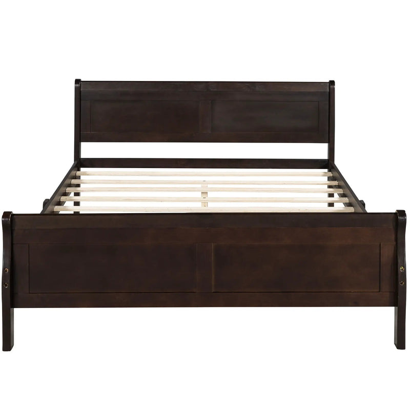 Platform Bed Frame Mattress Foundation Sleigh Bed With Headboard / Footboard / Wood Slat Suppor by HouseOfZazla