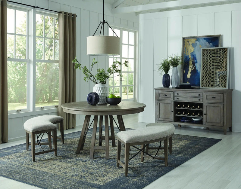 Paxton Place - Curved Bench With Upholstered Seat - Dovetail Gray by Unique Piece Furniture