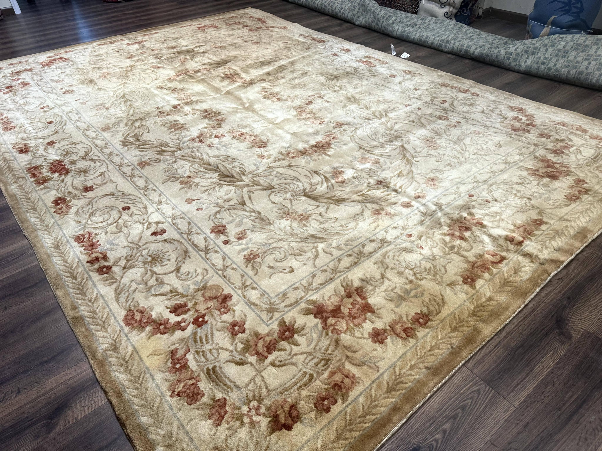 Chinese Aubusson Wool Rug 10x14, European Design, Thick Wool Pile by Jewel Rugs