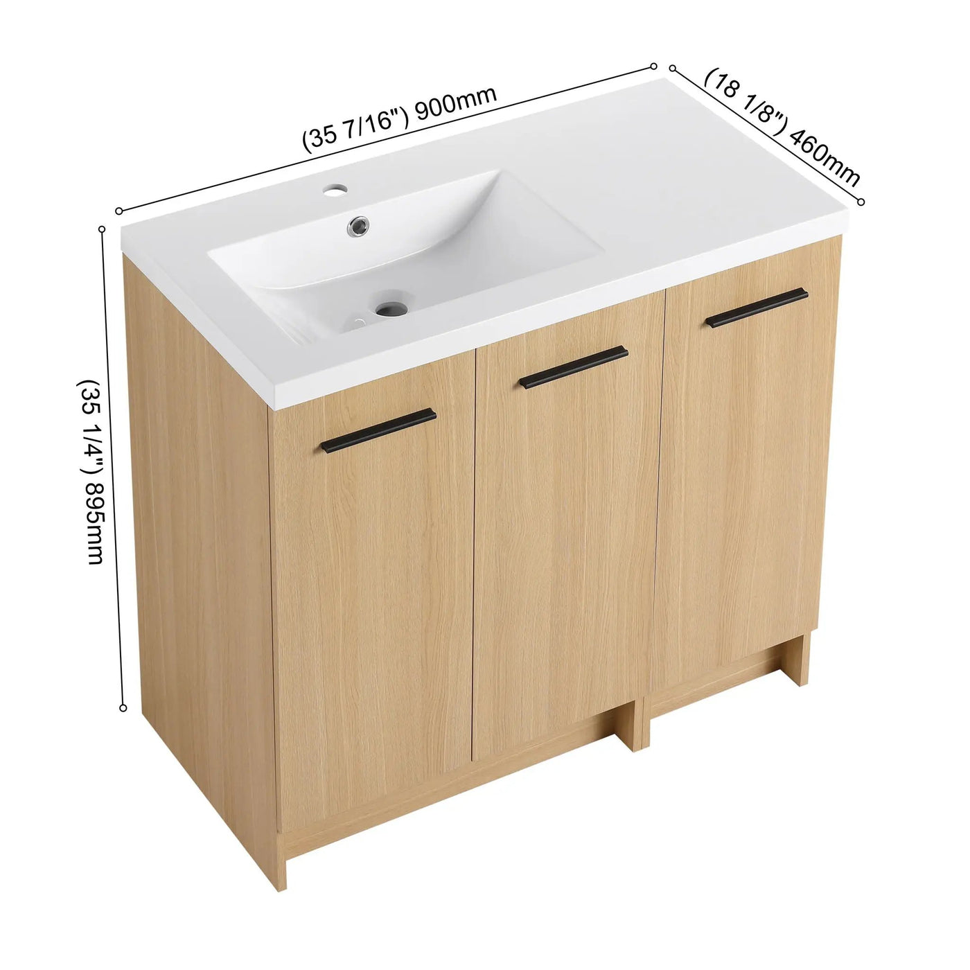 Wall Mounted Floating Bathroom Vanity With Sink, 3 Door Modular Cabinet by Unique Piece Furniture