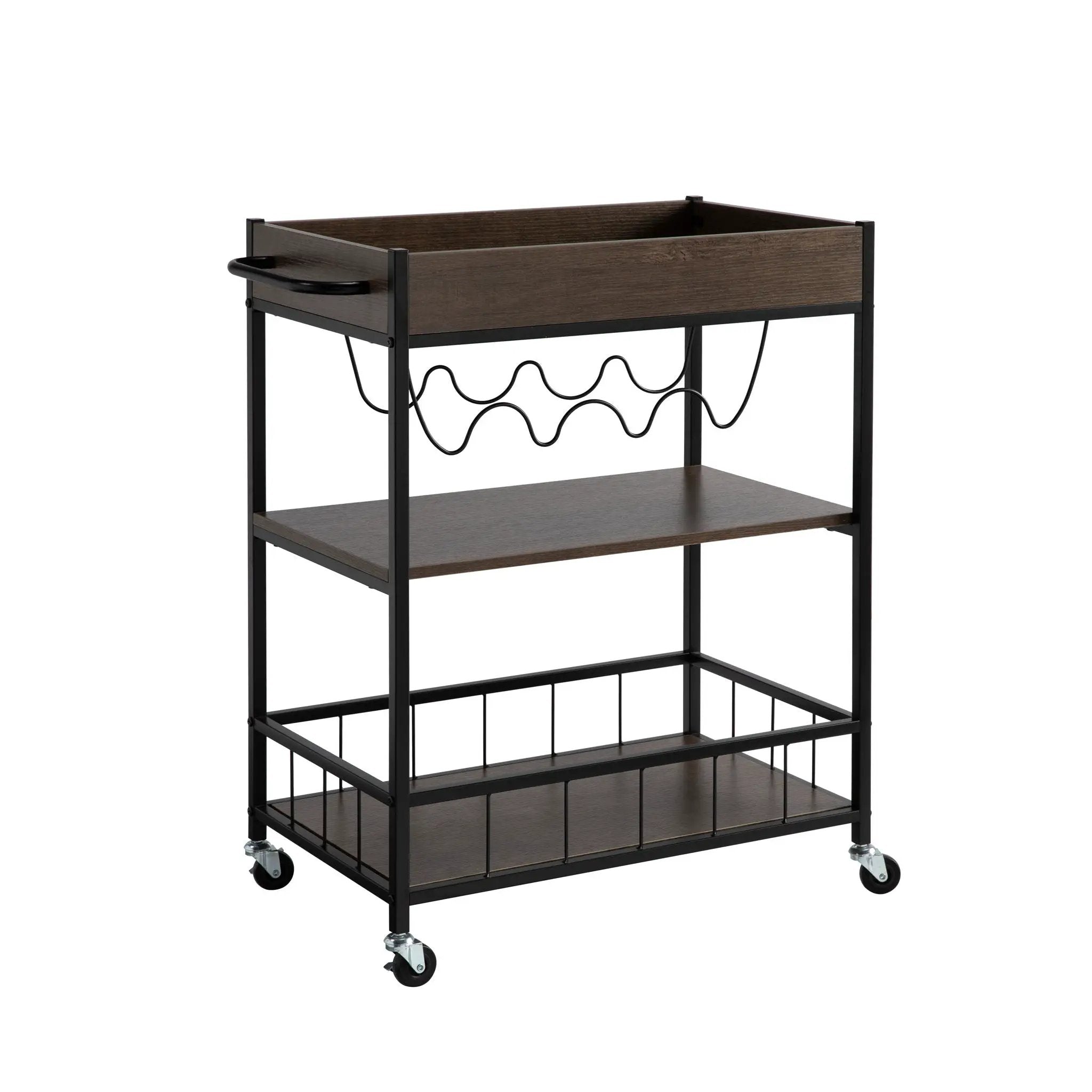 Rolling Kitchen Cart With Storage And Four Wine Bottle Rack by Unique Piece Furniture