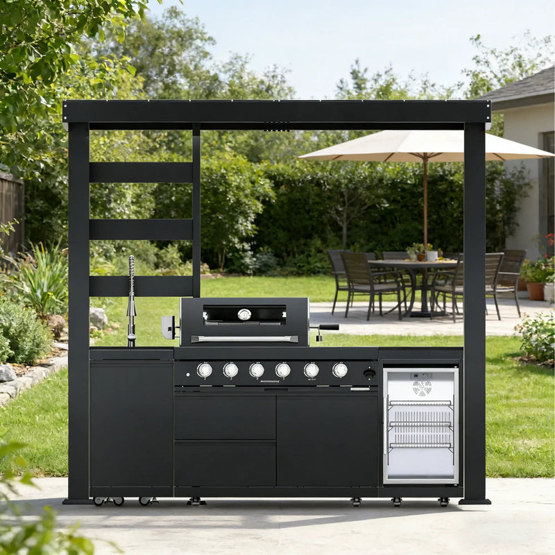 97-Inch 4-Burner Deluxe Stainless Steel Gas Outdoor Kitchen Grill by HouseOfZazla