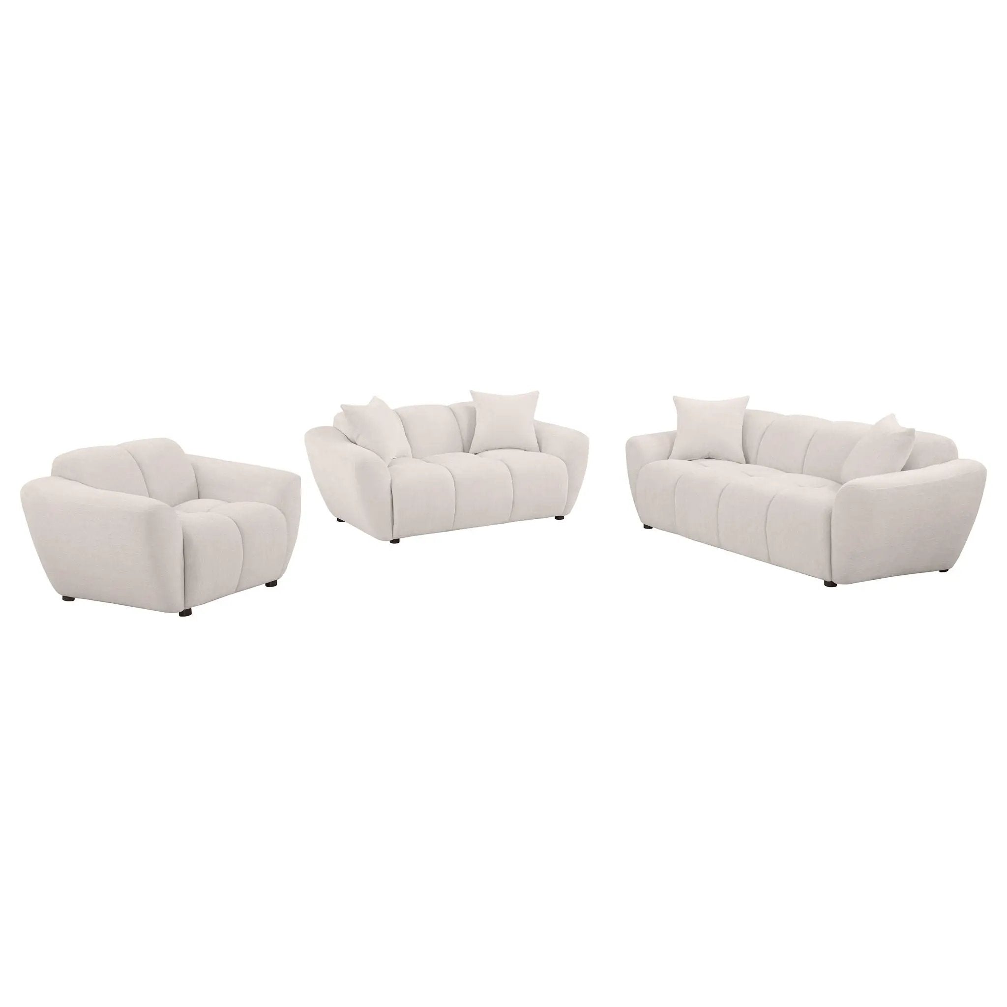 Destino 3-piece Chenille Splayed Arm Sofa Set Greige by Unique Piece Furniture