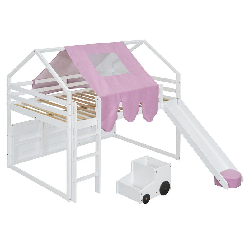 Loft Bed With House Shaped Frame And Tent by HouseOfZazla