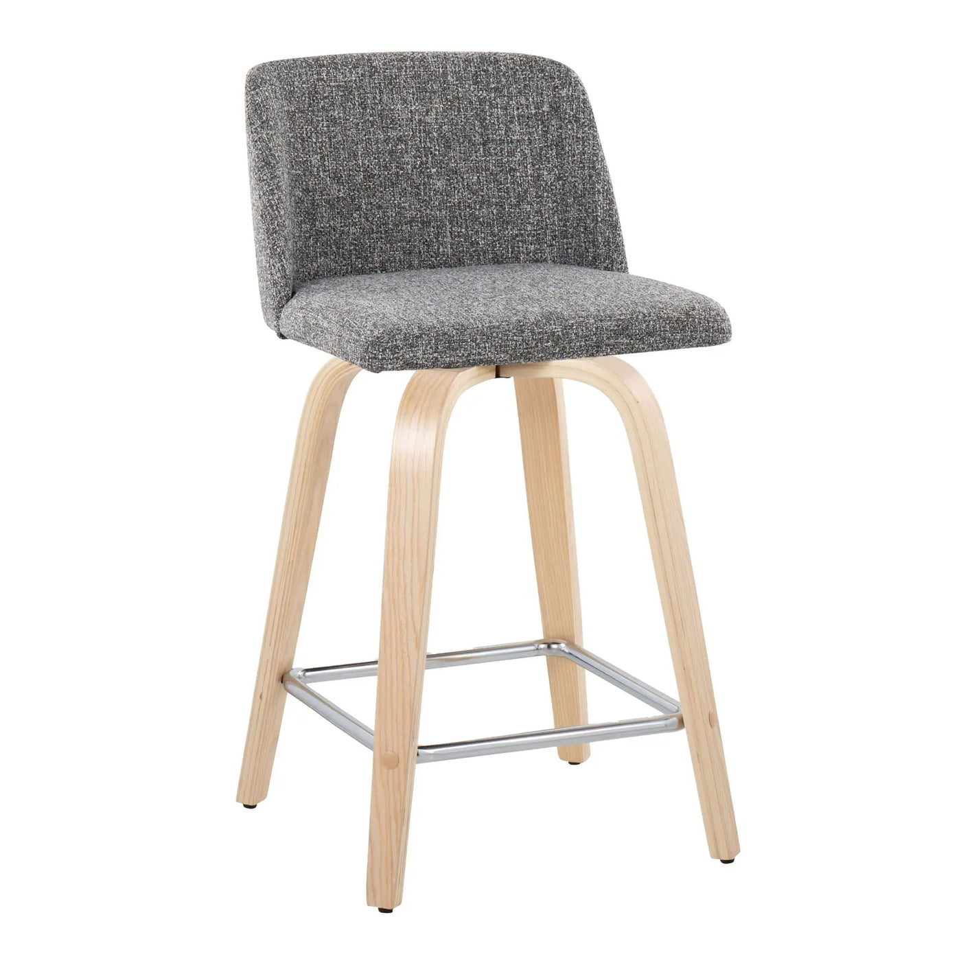 Toriano - Contemporary Fixed Height Counter Stool With Swivel With Square Footrest (Set of 2) by HouseOfZazla