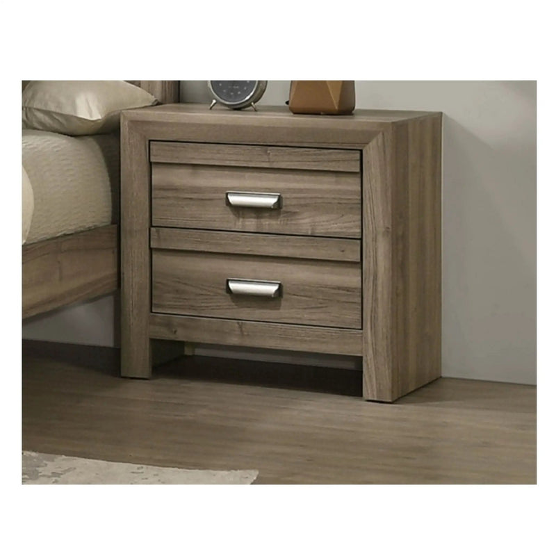 2 Drawer Nightstand With Pulls, Bedroom Furniture - Light Brown by HouseOfZazla
