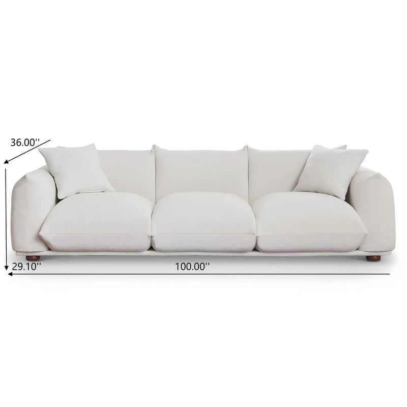Kely Modern 100'' Cream Boucle Upholstered Sofa by HouseOfZazla