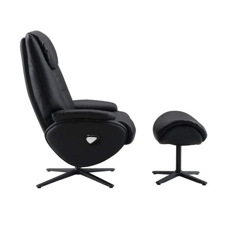 Labonita - Motion Accent Chair With Swivel & Ottoman - Black Top Grain Leather & Black by Unique Piece Furniture