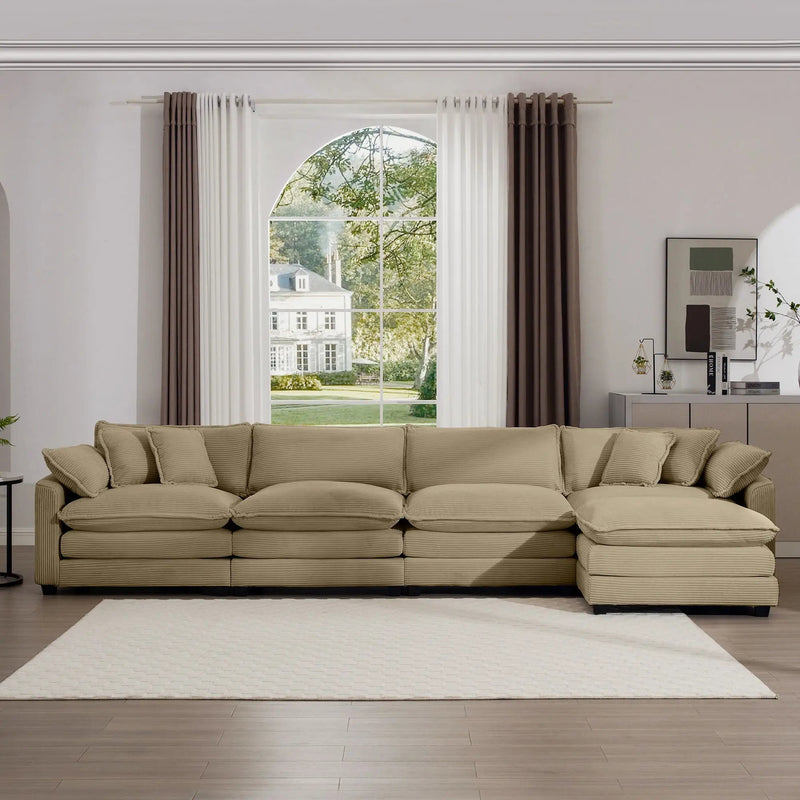 Modern Oversized Modular Cushion Sofa With Ottoman, Low Back, Deep Seating Sofa Set by Unique Piece Furniture