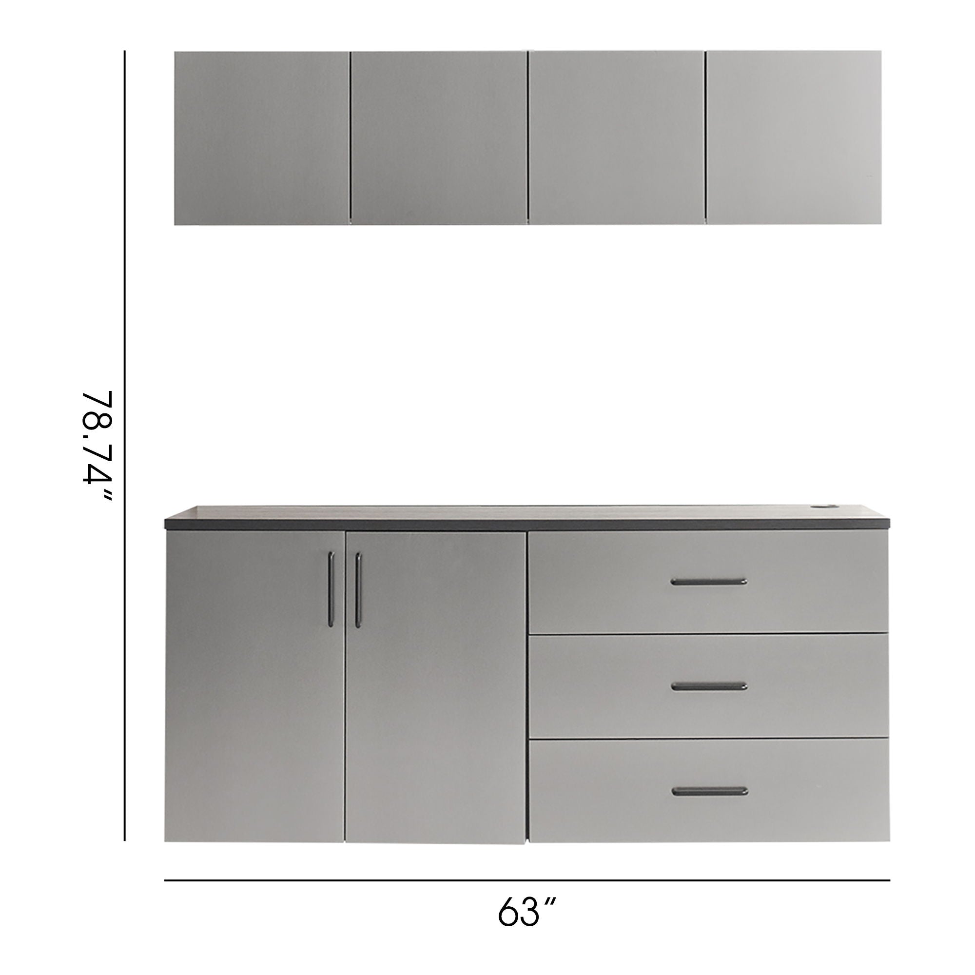 Astro Series - Garage Cabinet Set C With Soft Closing Drawers - Metallic Gray by HouseOfZazla