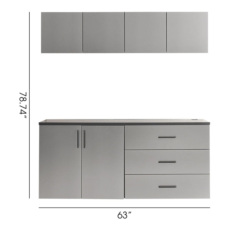 Astro Series - Garage Cabinet Set C With Soft Closing Drawers - Metallic Gray by HouseOfZazla