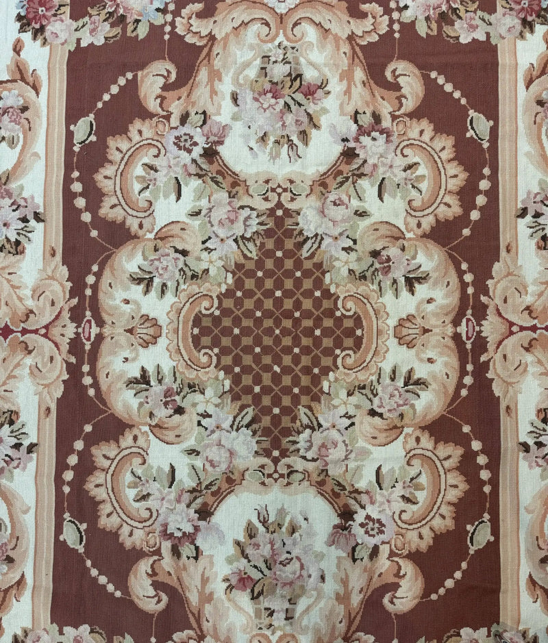 Vintage Needlepoint Rug 6x9, Aubusson Rug, Flatweave Wool Elegant Carpet, Medium Size, French European Design by Jewel Rugs