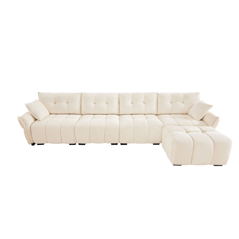 Sofa Set With Ottoman And Pillows, Textured, High Resilience Cushions by HouseOfZazla