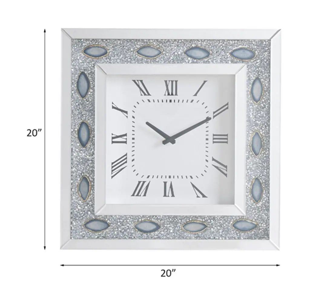 Sonia - Wall Clock - Mirrored & Faux Agate by Unique Piece Furniture