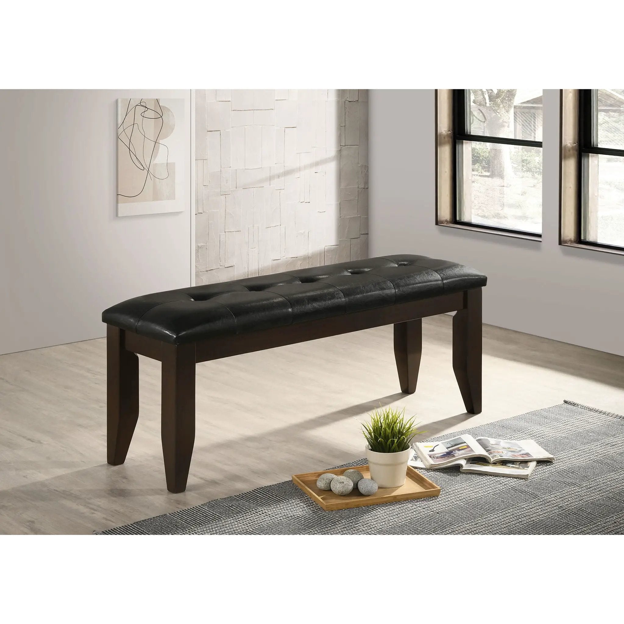 Tufted Upholstered Dining Bench - Brown