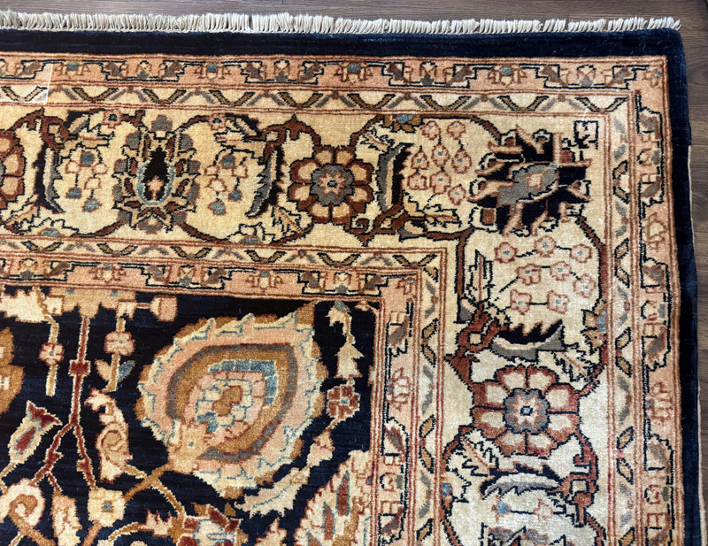 Pak Persian Bidjar Rug 10x13, Midnight Blue and Tan Pakistani Carpet by Jewel Rugs