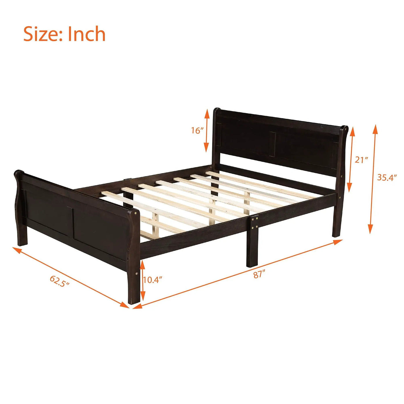 Platform Bed Frame Mattress Foundation Sleigh Bed With Headboard / Footboard / Wood Slat Suppor by Unique Piece Furniture