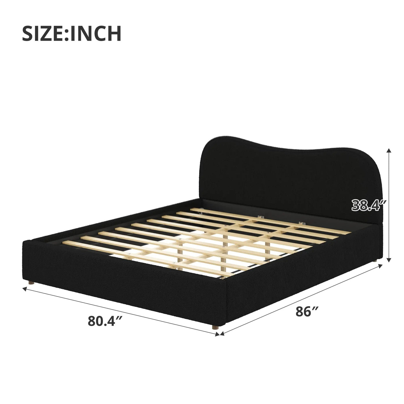 King Size Upholstered Platform Bed with Wooden Slats by HouseOfZazla
