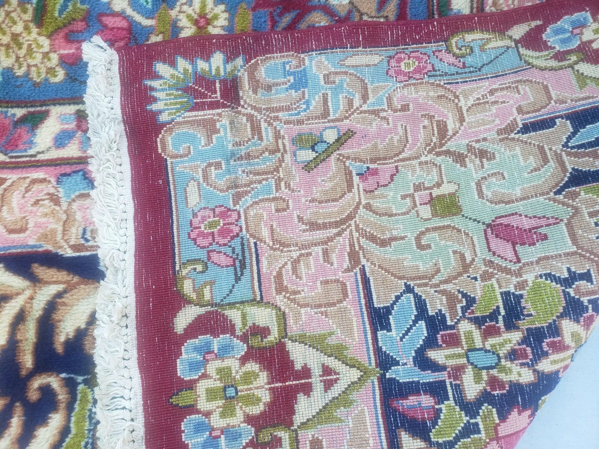 Antique Persian Kirman Rug 10x17 Oriental Carpet 10 x 17, Red, Multicolor, Namazian Signature Master Weaver, Shabby Chic, Semi Open Field by Jewel Rugs