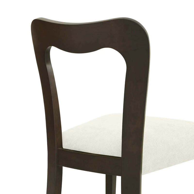 Dining Chair Without Arm Set of 2 (Dark Brown + Beige) by HouseOfZazla