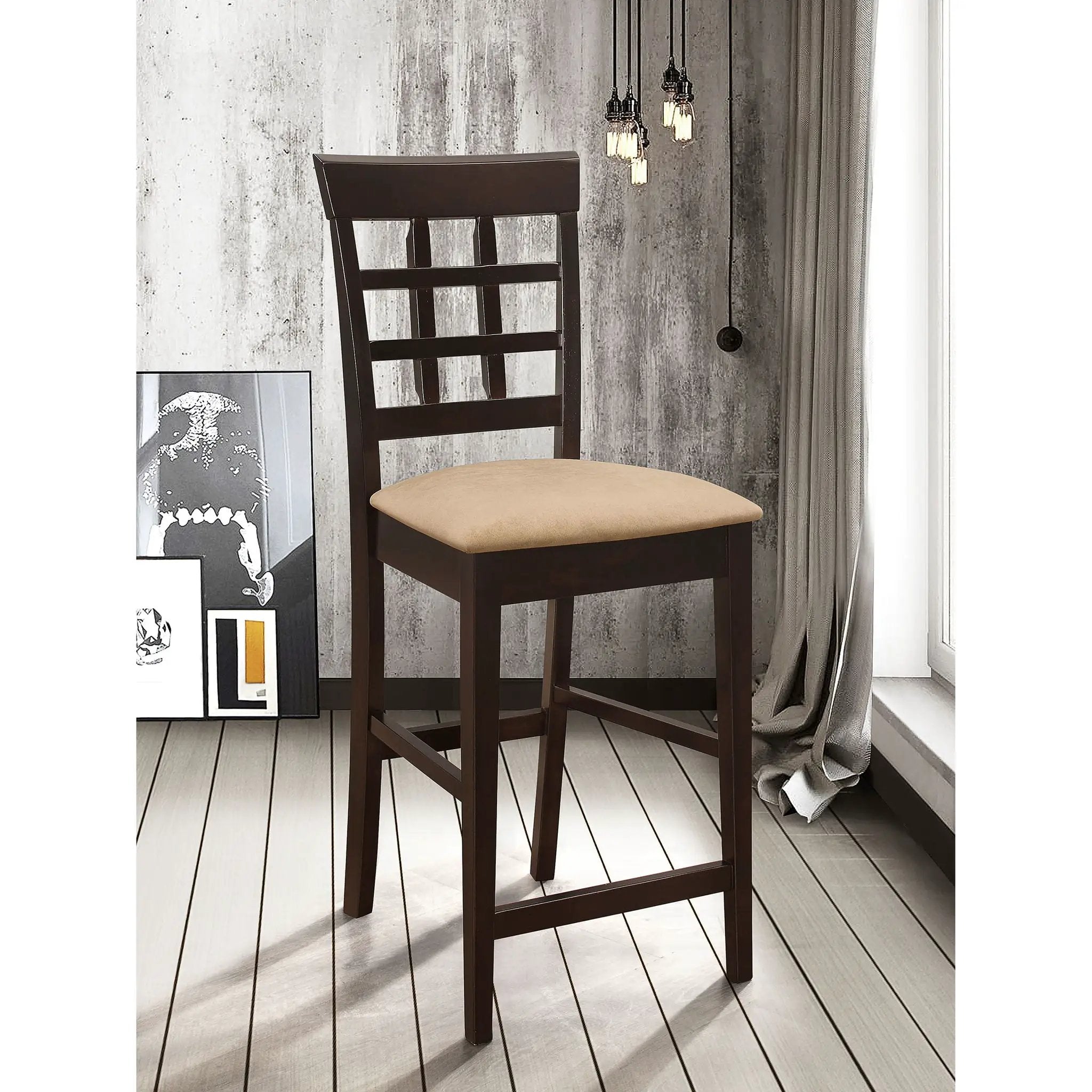 Upholstered Counter Height Stools (Set of 2) - Brown / Beige