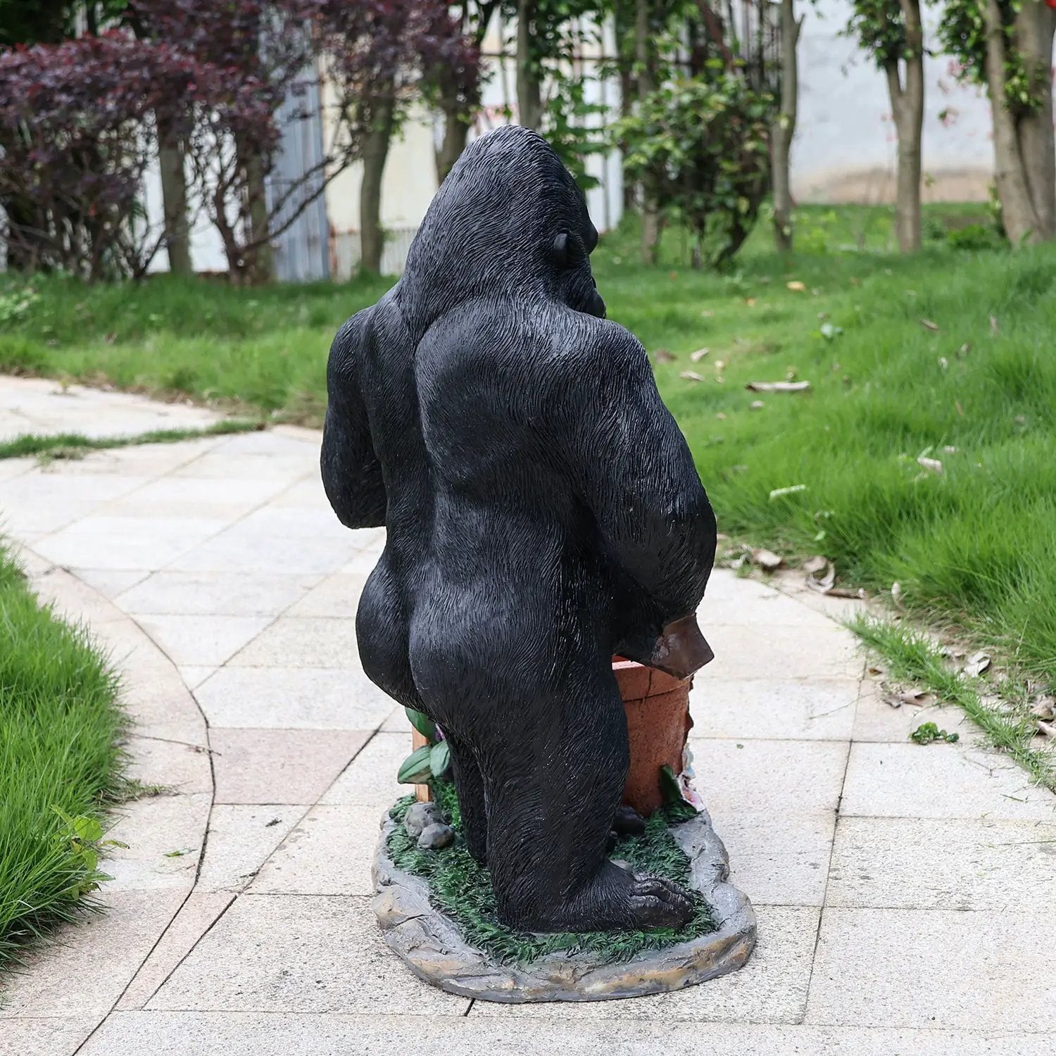 Outdoor Garden Sculpture Chimpanzees Flower Pot Planter by HouseOfZazla