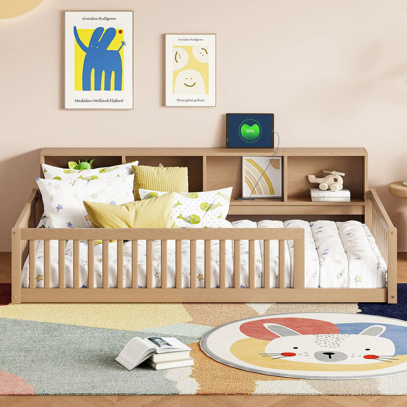 Floor Bed With Storage Cabinets And USB Ports by HouseOfZazla