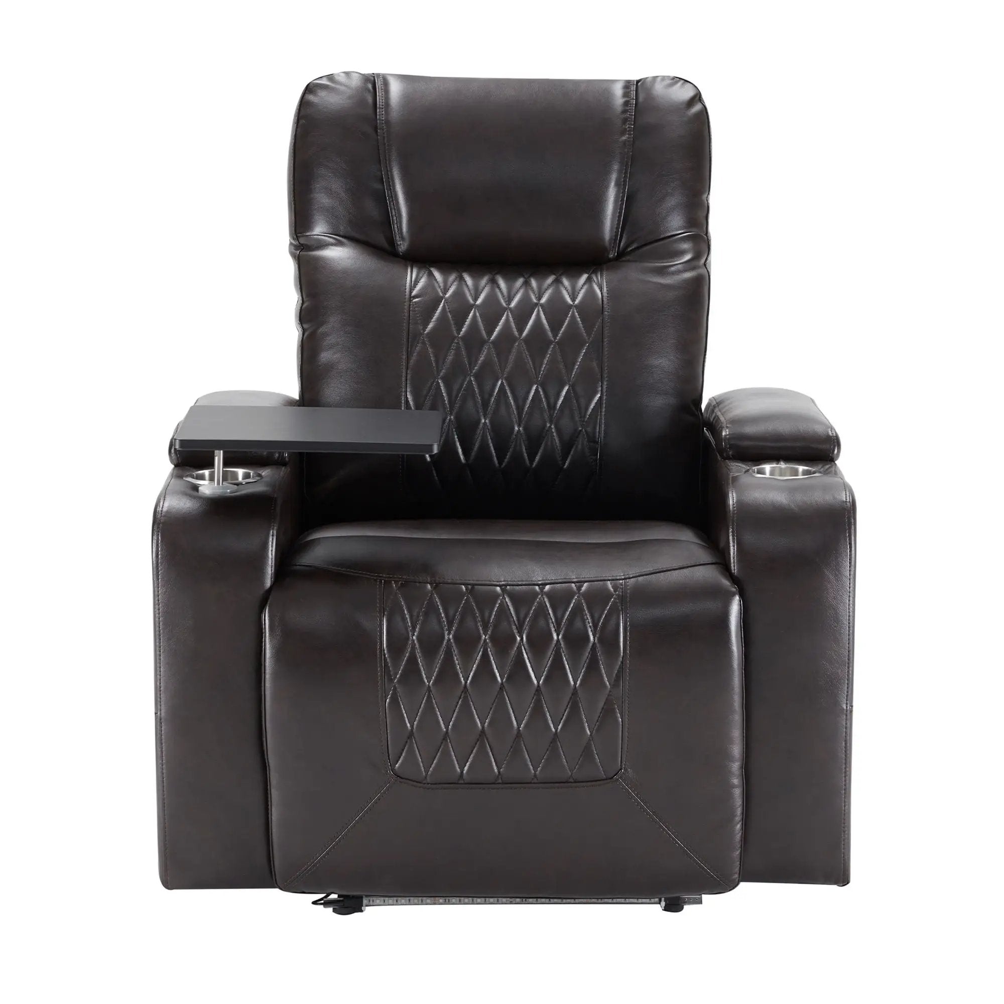 Power Motion Recliner With USB Charging Port And Hidden Arm Storage 2 Convenient Cup Holders Design And 360 Degree Swivel Tray Table by HouseOfZazla