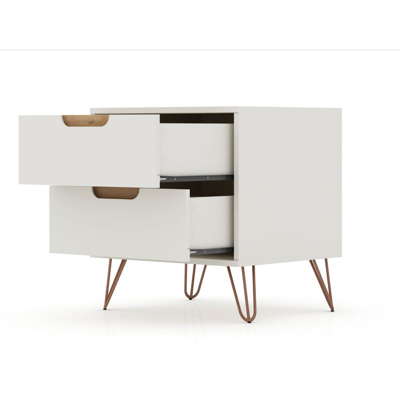 Rockefeller - Nightstand With 2 Drawers - Off White by HouseOfZazla