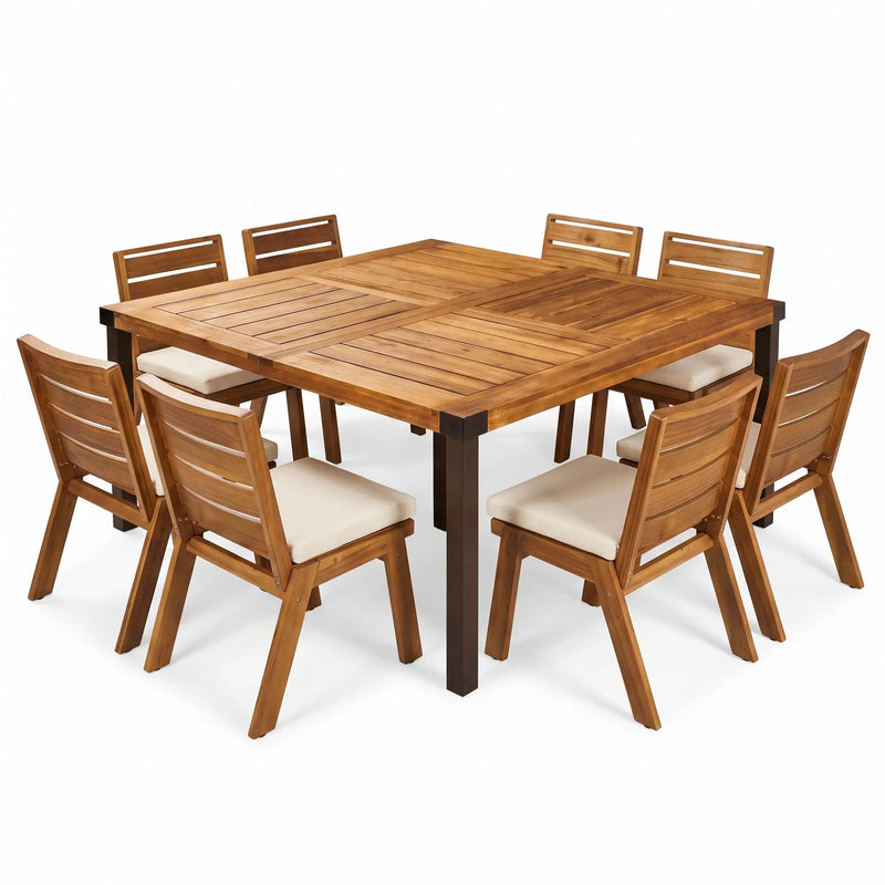 9-Piece Acacia Wood Outdoor Patio Dining Set by HouseOfZazla