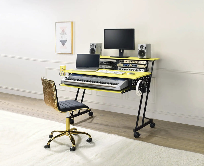 Suitor - Music Recording Studio Desk - Black / Yellow by Unique Piece Furniture