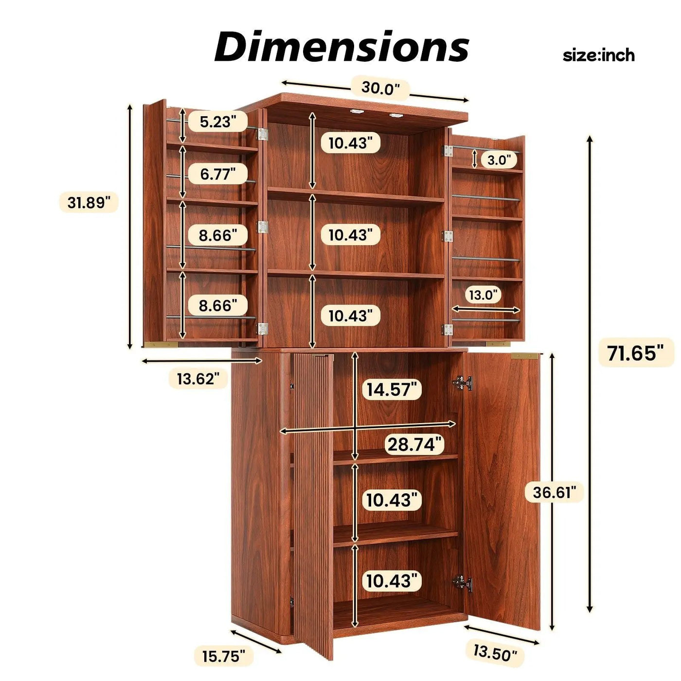 Kitchen Pantry Cabinet With 6 Doors by Unique Piece Furniture