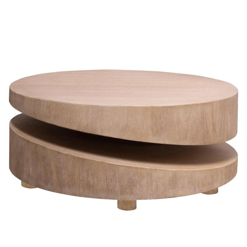 Modern Round Wood Coffee Table, Accent Table For Living Room - Antique Natural / Natural / Rustic by Unique Piece Furniture