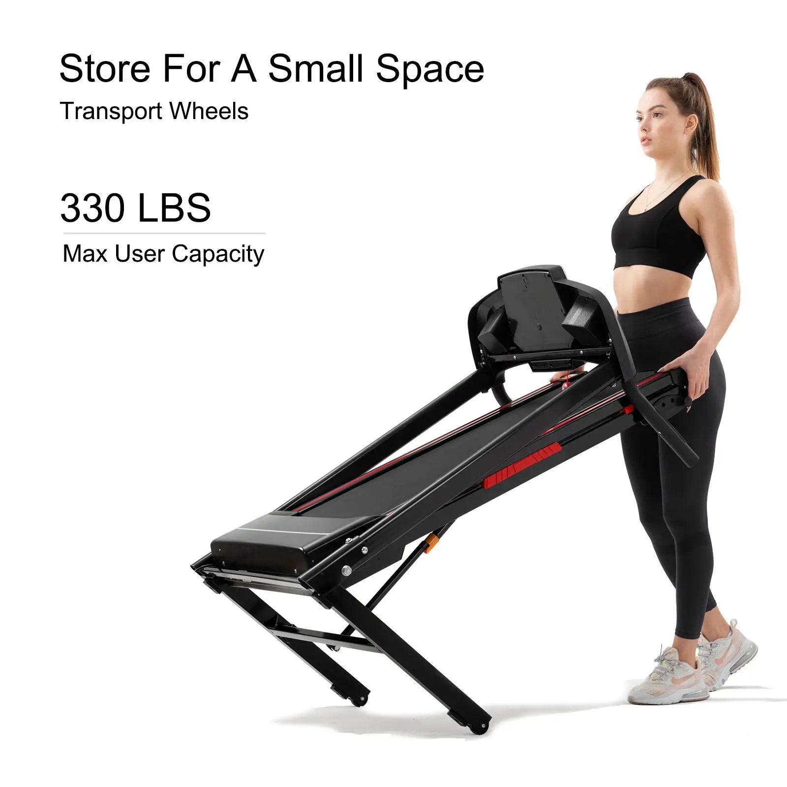 Folding Treadmills For Home - 3.5Hp Portable Foldable With Incline, Electric Treadmill For Running Walking Jogging Exercise With 12 Preset Programs, Indoor Workout Training Space Save Apartment, App - Black by HouseOfZazla