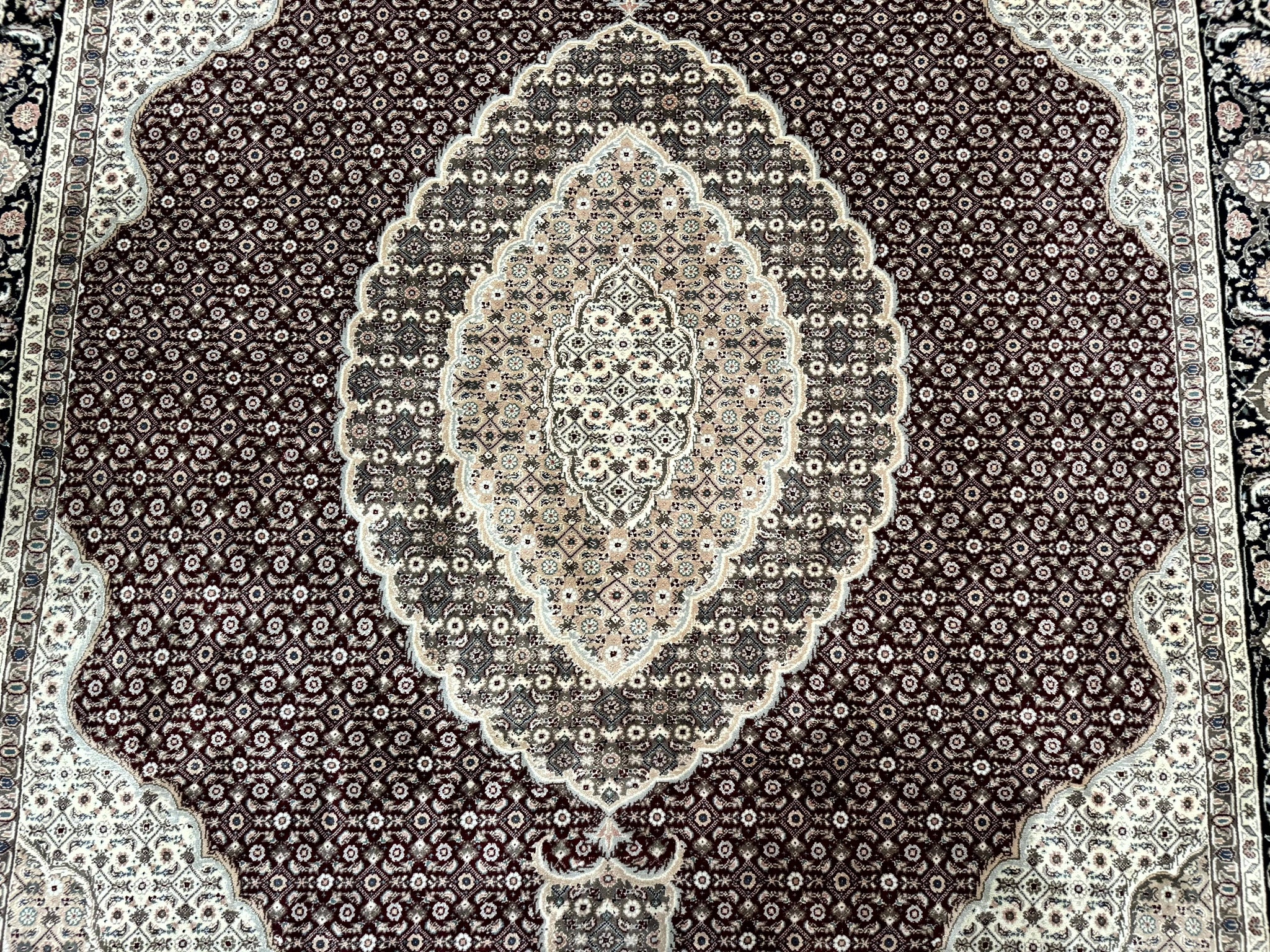 Sino Persian Rug 8x10, Herati, Elegant Oriental Carpet, Dark Maroon by Jewel Rugs