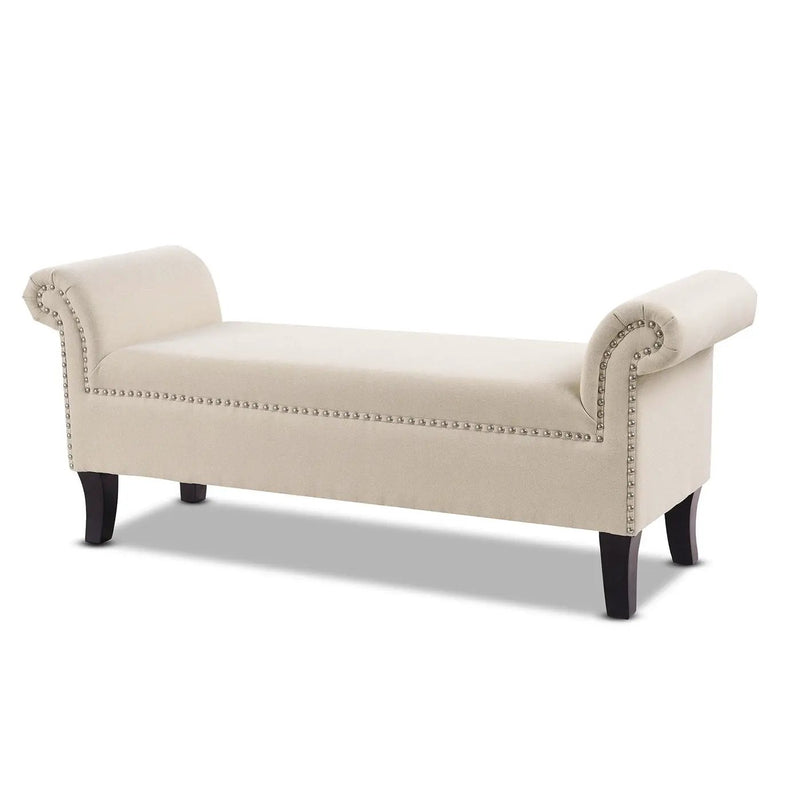 Kathy - Roll Arm Entryway Accent Bench - Sky Neutral Beige by Unique Piece Furniture