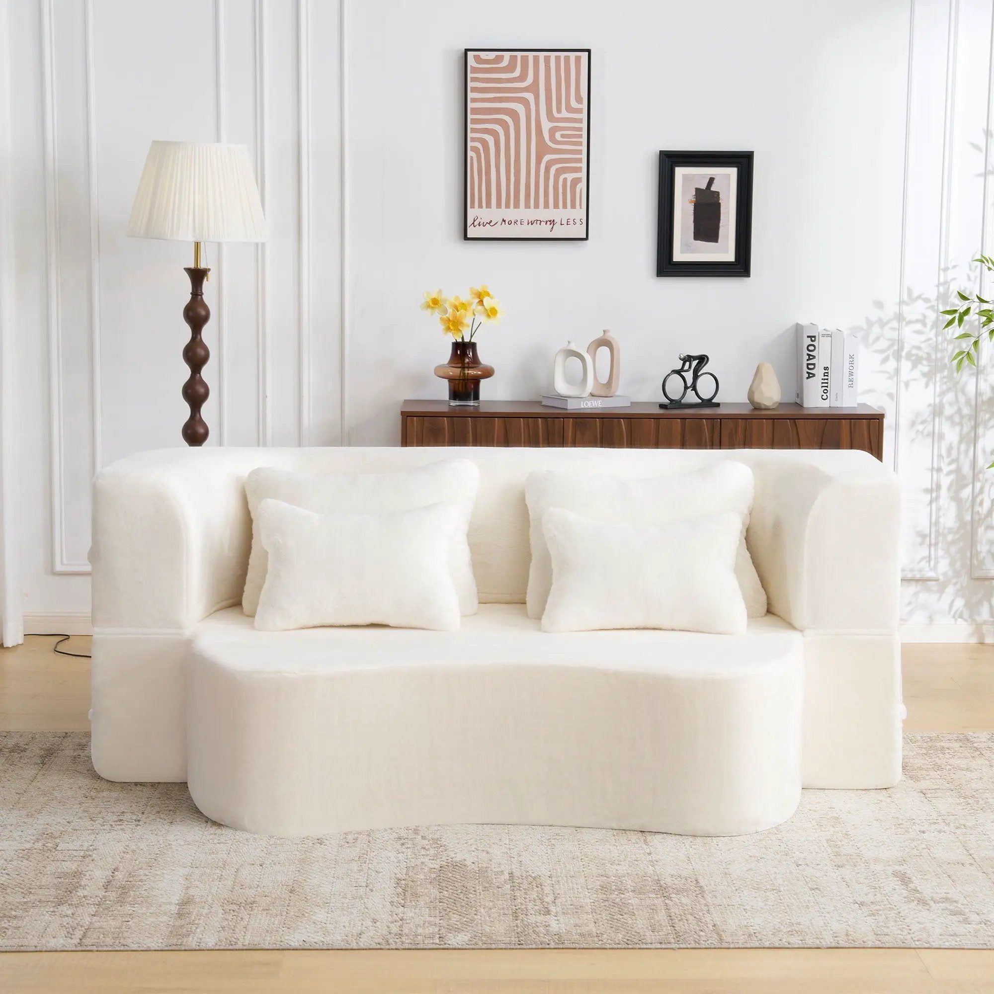 Modern Floor Sofa With 4 Pillows by HouseOfZazla